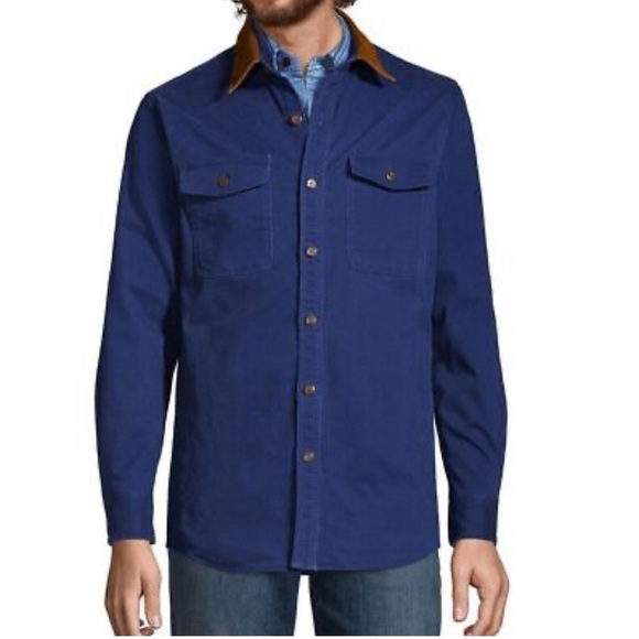 LANDS' END BLAKE SHELTON FLANNEL LINED SHIRT SHCKET JACKET XL 46-48 NAVY - Picture 1 of 11
